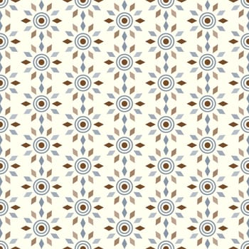 Brown rhomboid and circle pattern on pastel background. Modern and sweet seamless pattern style for graphic design