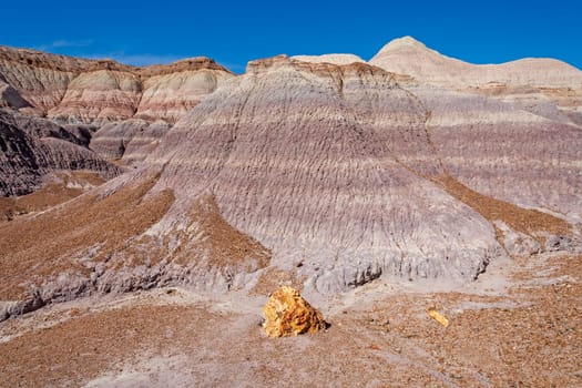 Looking up at Colorful Bluffs in the Desert in Petrified Forest National Park in Arizona