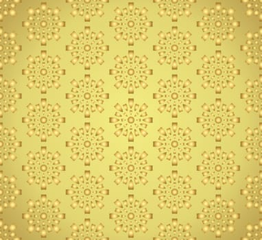 Gold vintage explode and circle pattern on pastel background. Sweet symmetry cracker seamless pattern for modern or graphic design