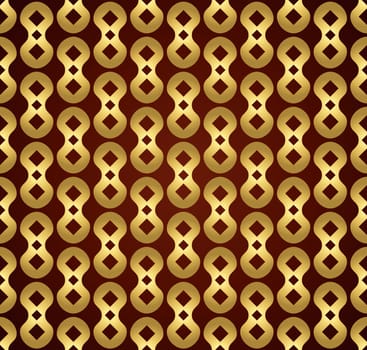 Gold sweet dumbbell pattern on pastel background. Vintage and cute seamless pattern style for  modern or abstract design