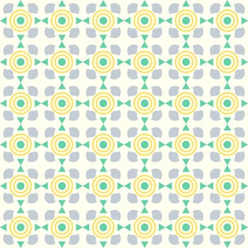 Green sweet circle and curve cup and small triangle pattern on pastel color. Abstract and vintage seamless pattern style for cute or modern design