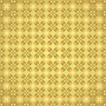 Gold sweet claw of crab and circle and spiral and triangle pattern on pastel background. Vintage and modern seamless pattern style for retro or classic design