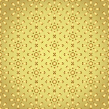 Gold bone and circle pattern on pastel background. Retro and classic bone seamless pattern for vintage or old design.