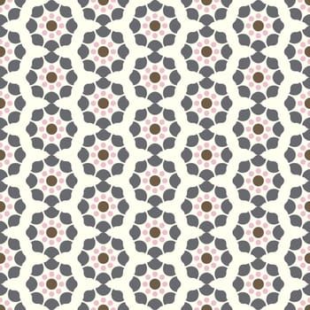 Gray modern and vintage flower pattern on pastel background. Retro blossom seamless pattern for classic or graphic design.