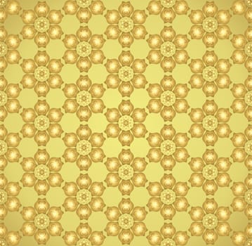 Gold tulip blossom and spiral and general bloom pattern on pastel background. Retro and sweet seamless pattern style for classic or vintage design.