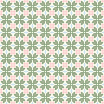 Green sweet claw of crab and circle and spiral and triangle pattern on pastel background. Vintage and modern seamless pattern style for retro or classic design
