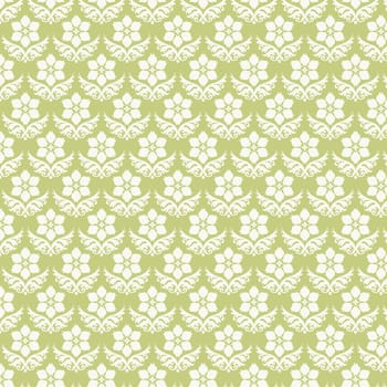 Light green vintage bloom pattern on pastel background. Retro and classic blossom pattern style for old or sweet design