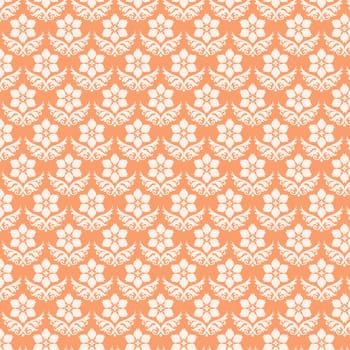 Orange vintage bloom pattern on pastel background. Retro and classic blossom pattern style for old or sweet design