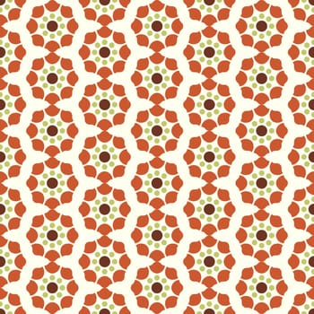 Orange modern and vintage flower pattern on pastel background. Retro blossom seamless pattern for classic or graphic design.