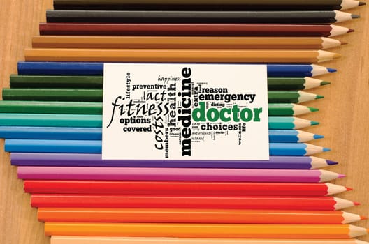 Doctor word cloud collage over wooden background