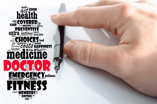 Doctor word cloud collage over white background
