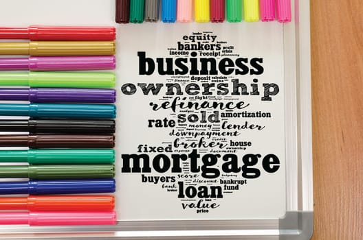 Mortgage word cloud collage over whiteboard background