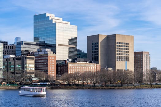 Boston Downtown cityscape along Charles River with skylines building at Boston city, MA, USA.