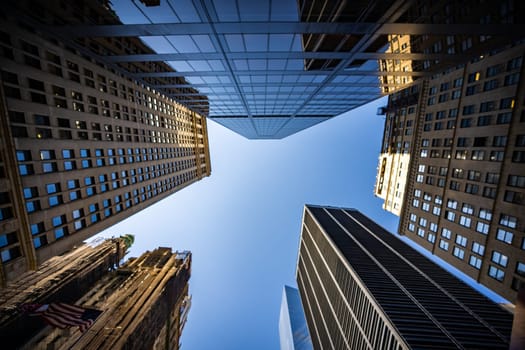 Blurred Background of low angle view of skyscrapers in New York