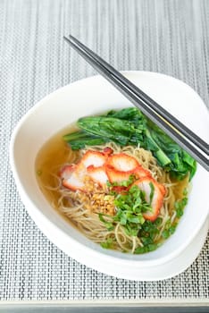 delicious BBQ Pork egg Noodle Thai Chinese Cuisine