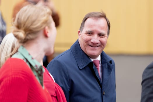UMEA, SWEDEN - MAY 1, 2019 - Stefan Löfven Prime Minister of Sweden walking through the streets on 1st of May parade in Umeå.