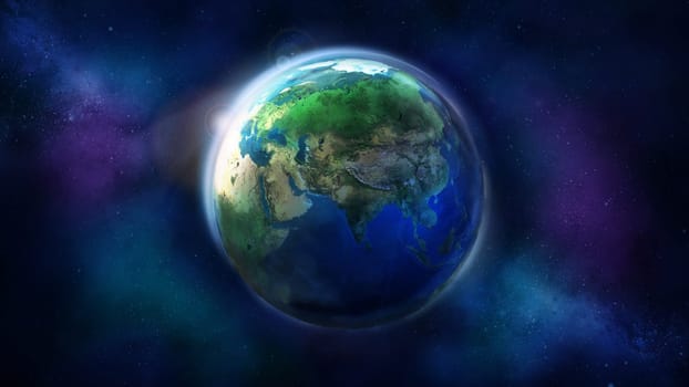 Realistic Earth from space showing Africa and Asia. The day half of the Globe.