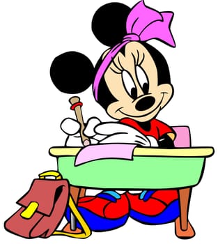 minnie mouse studying learning school character