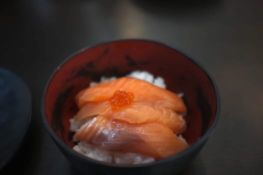 Big set raw salmon slice or salmon sashimi in Japanese style fresh serve on ice . CONCEPT menu