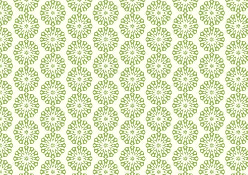 Green Vintage blossom and modern shape pattern on pastel background. Classic bloom pattern style for design