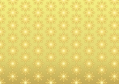 Gold Vintage blossom and roots shape pattern on light yellow background. Classic bloom and roots seamless pattern style for old mood design
