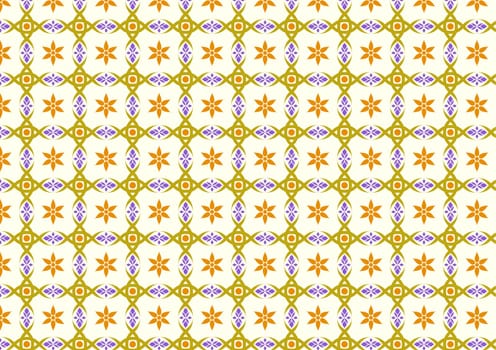 Dark yellow Vintage blossom and tribal and circle and leaves pattern on light yellow background. Classic bloom and tribal seamless pattern style for old design