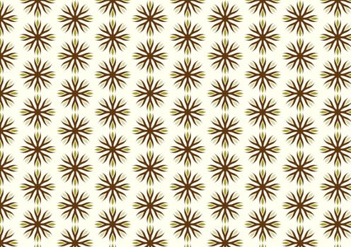 Light Green Vintage blossom and roots shape pattern on light yellow background. Classic bloom and roots seamless pattern style for old mood design
