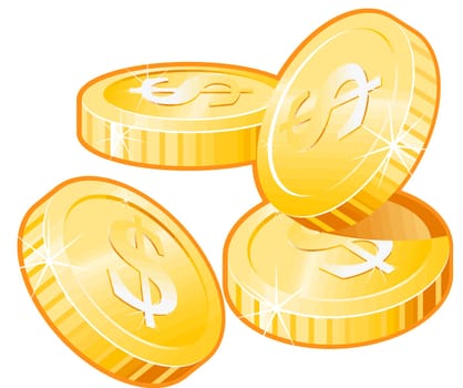 gold coins money jackpot luck savings illustration flying prosperity
