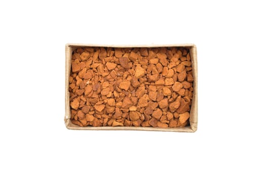 Instant Coffee in paper box on white background