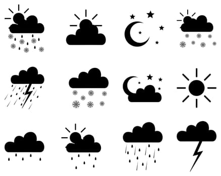Icon set weather on white