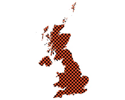 Map of Great Britain in checkerboard pattern