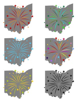 Karte von Ohio mit Feuerwerk
