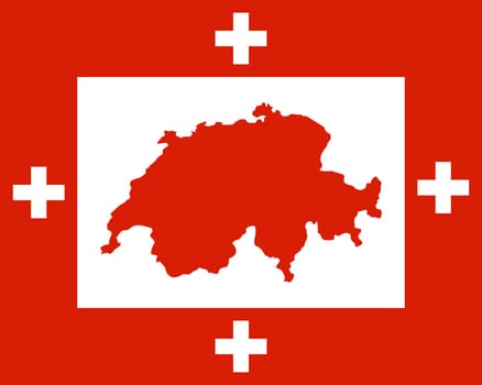 Fahne der Schweiz und Landkarte