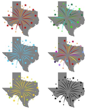 Karte von Texas mit Feuerwerk
