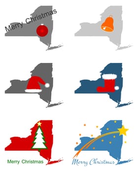 Karten von New York mit Weihnachtssymbolen