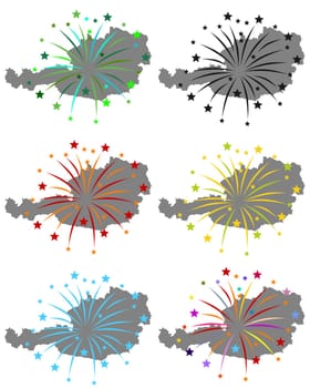 Karten von Österreich mit Feuerwerk