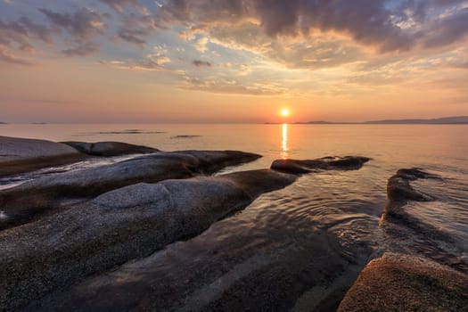 sunrise on the sea in Halkidiki, Greece