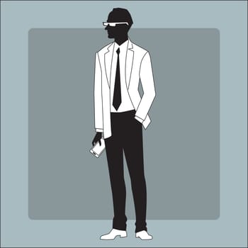 Modern businessman with a gadget in his hand icon symbol