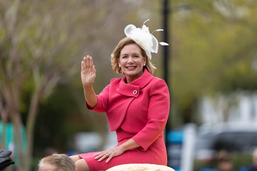 Wilmington, North Carolina, USA - April 6, 2019: The North Carolina.Azalea Festival, Holly Grange Representative menbers of the republican party, riding on a car at the parade