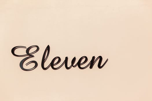 Number Eleven sign metal plate decor black and white.