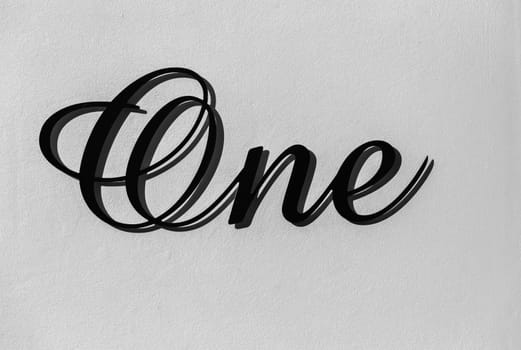 Number One sign metal plate decor black and white.