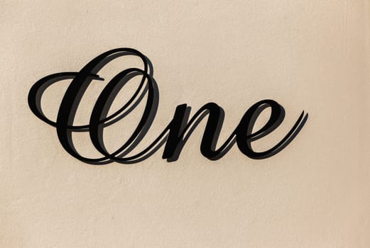 Number One sign metal plate decor black and white.