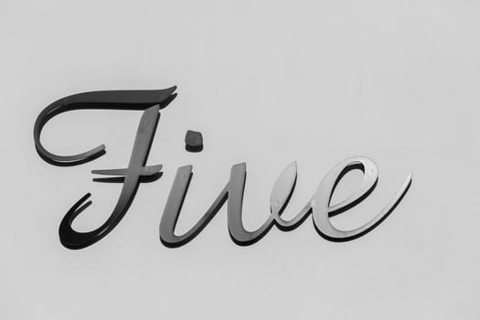 Number five sign metal plate decor black and white.