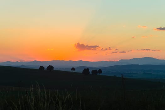 Mountains Farmlands Sunset summer scenic landscape contrasts