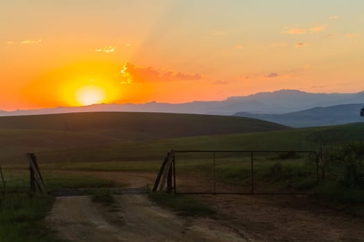 Mountains Farmlands Sunset summer scenic landscape contrasts