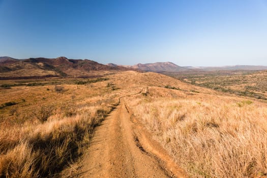 Dirt road up steep route in wilderness wildlife terrain hill climb landscape