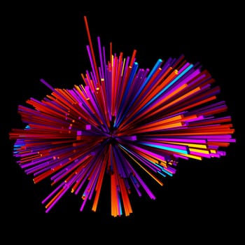 Abstract big data background wallpaper design. Motion pattern texture with shine colorful lines and cubes. Modern light shiny backdrop. 3D render