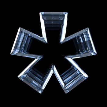 Transparent x-ray ASTERISK sign 3D render illustration on black background