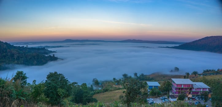 Mist. Cool atmosphere in the morning in the valley