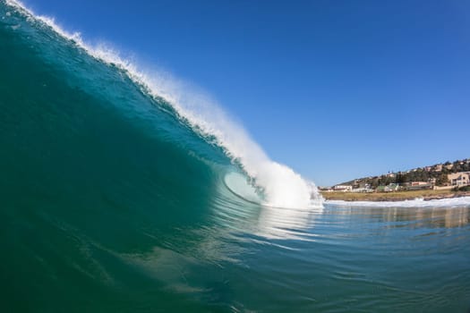 Wave lip crashing curling face to face encounter crashing ocean water power